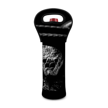 Monochrome Rhinoceros Ratsnake Print Single Neoprene Wine Tote