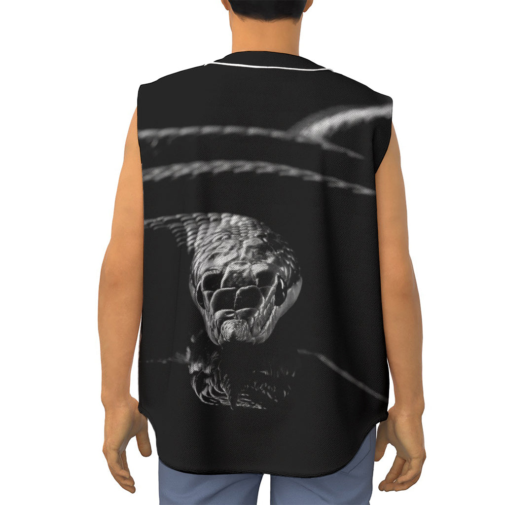 Monochrome Rhinoceros Ratsnake Print Sleeveless Baseball Jersey