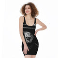 Monochrome Rhinoceros Ratsnake Print Sleeveless Bodycon Dress