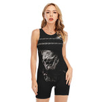 Monochrome Rhinoceros Ratsnake Print Sleeveless One Piece Swimsuit