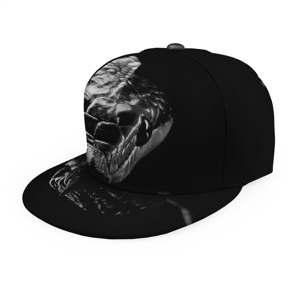 Monochrome Rhinoceros Ratsnake Print Snapback Cap