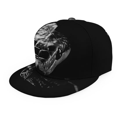 Monochrome Rhinoceros Ratsnake Print Snapback Cap