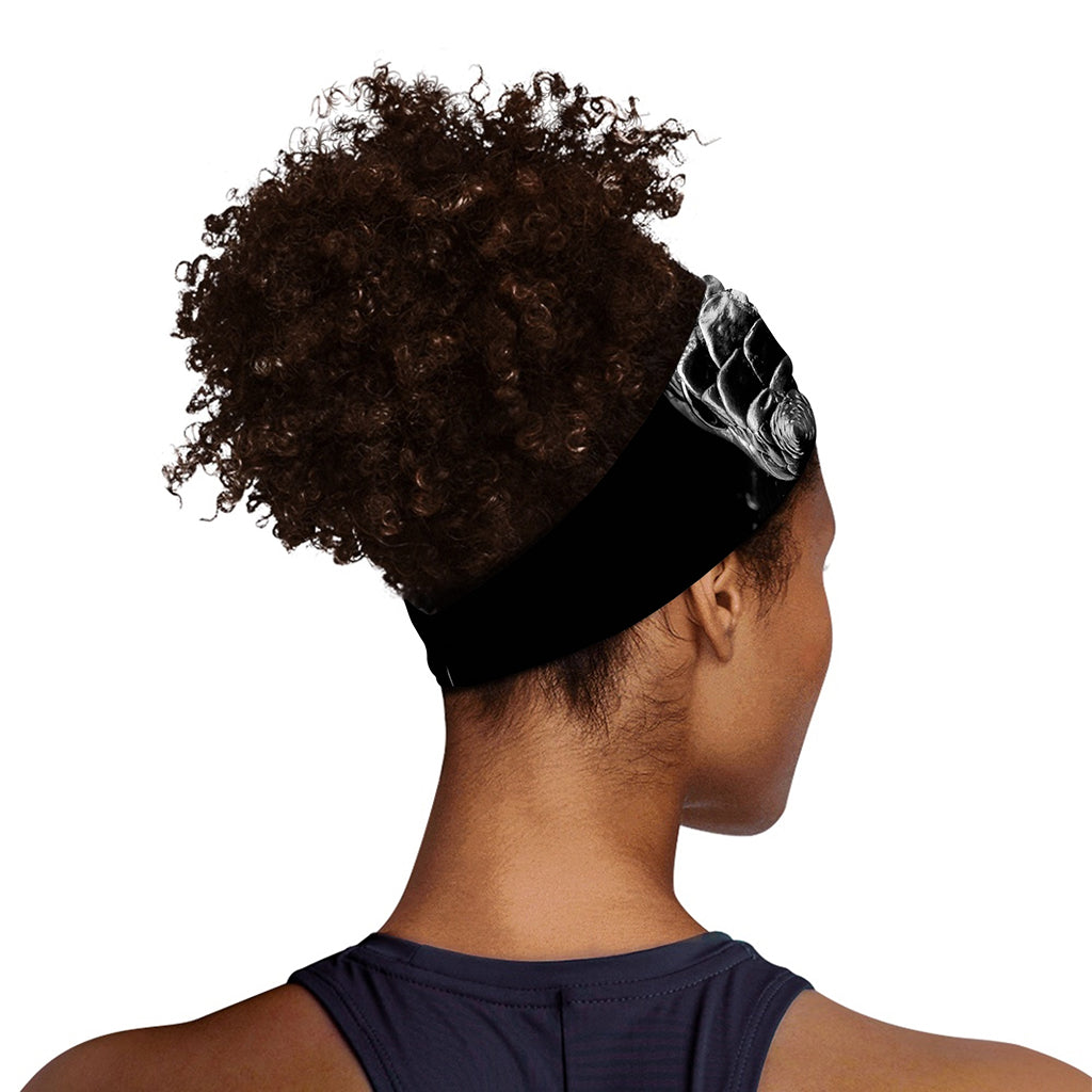 Monochrome Rhinoceros Ratsnake Print Sports Headband