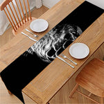 Monochrome Rhinoceros Ratsnake Print Table Runner