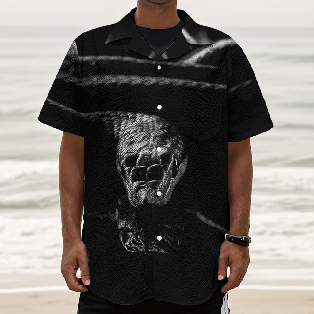Monochrome Rhinoceros Ratsnake Print Textured Short Sleeve Shirt