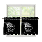 Monochrome Rhinoceros Ratsnake Print Tier Curtains