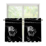 Monochrome Rhinoceros Ratsnake Print Tier Curtains