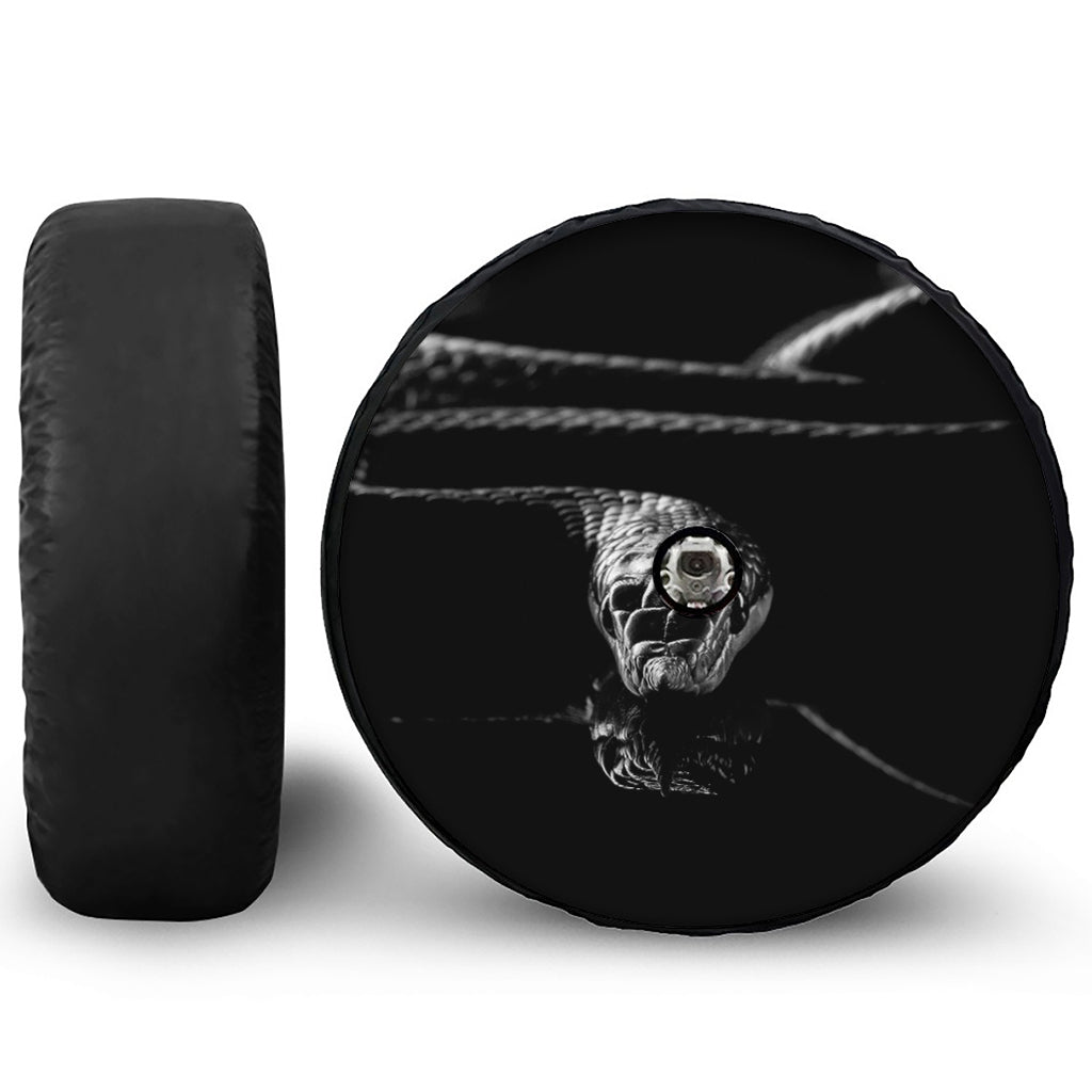 Monochrome Rhinoceros Ratsnake Print Tire Cover With Camera Hole