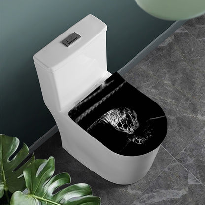 Monochrome Rhinoceros Ratsnake Print Toilet Lid Cover