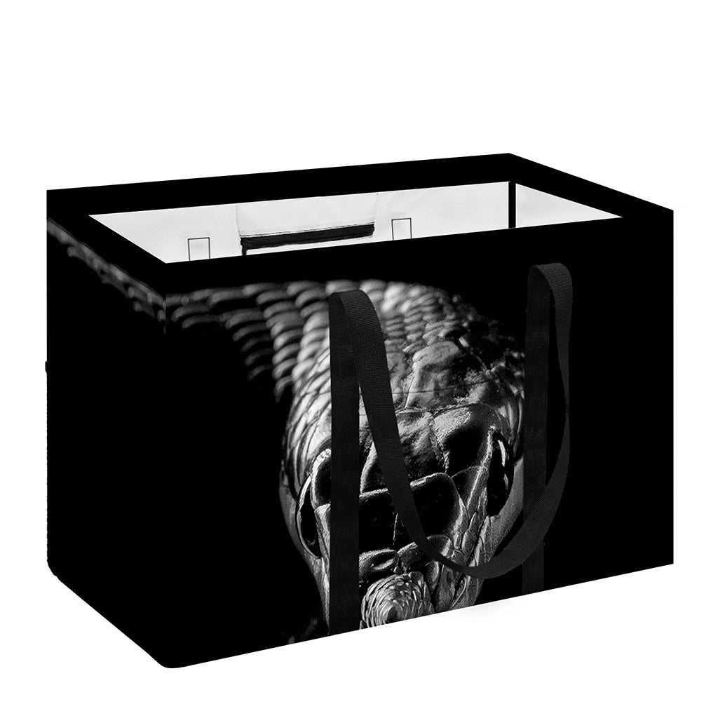 Monochrome Rhinoceros Ratsnake Print Utility Tote Bag