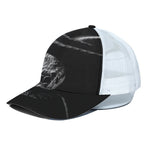 Monochrome Rhinoceros Ratsnake Print White Mesh Trucker Cap