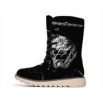 Monochrome Rhinoceros Ratsnake Print Winter Boots