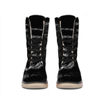 Monochrome Rhinoceros Ratsnake Print Winter Boots