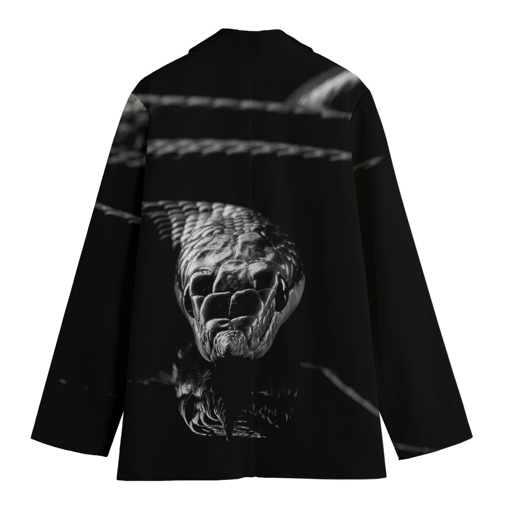 Monochrome Rhinoceros Ratsnake Print Women's Blazer