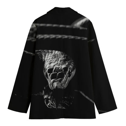 Monochrome Rhinoceros Ratsnake Print Women's Blazer