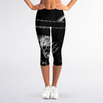 Monochrome Rhinoceros Ratsnake Print Women's Capri Leggings