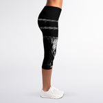Monochrome Rhinoceros Ratsnake Print Women's Capri Leggings