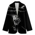 Monochrome Rhinoceros Ratsnake Print Women's Cotton Blazer