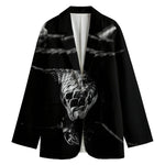 Monochrome Rhinoceros Ratsnake Print Women's Cotton Blazer