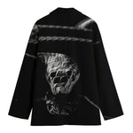 Monochrome Rhinoceros Ratsnake Print Women's Cotton Blazer