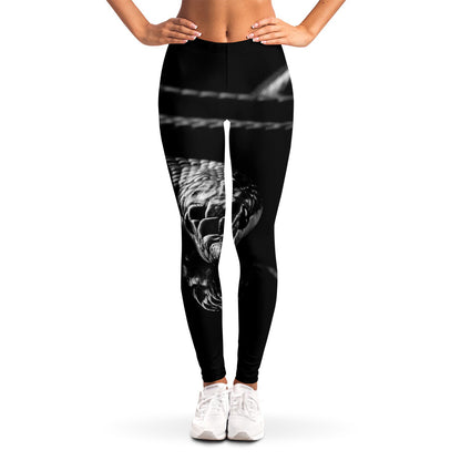Monochrome Rhinoceros Ratsnake Print Women's Leggings
