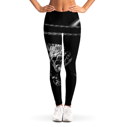 Monochrome Rhinoceros Ratsnake Print Women's Leggings
