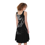 Monochrome Rhinoceros Ratsnake Print Women's Sleeveless Dress