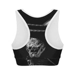 Monochrome Rhinoceros Ratsnake Print Women's Sports Bra