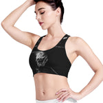 Monochrome Rhinoceros Ratsnake Print Women's Sports Bra