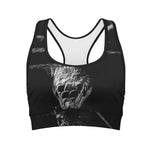 Monochrome Rhinoceros Ratsnake Print Women's Sports Bra
