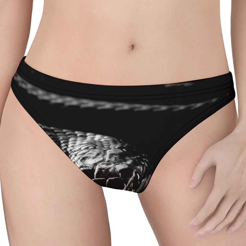 Monochrome Rhinoceros Ratsnake Print Women's Thong