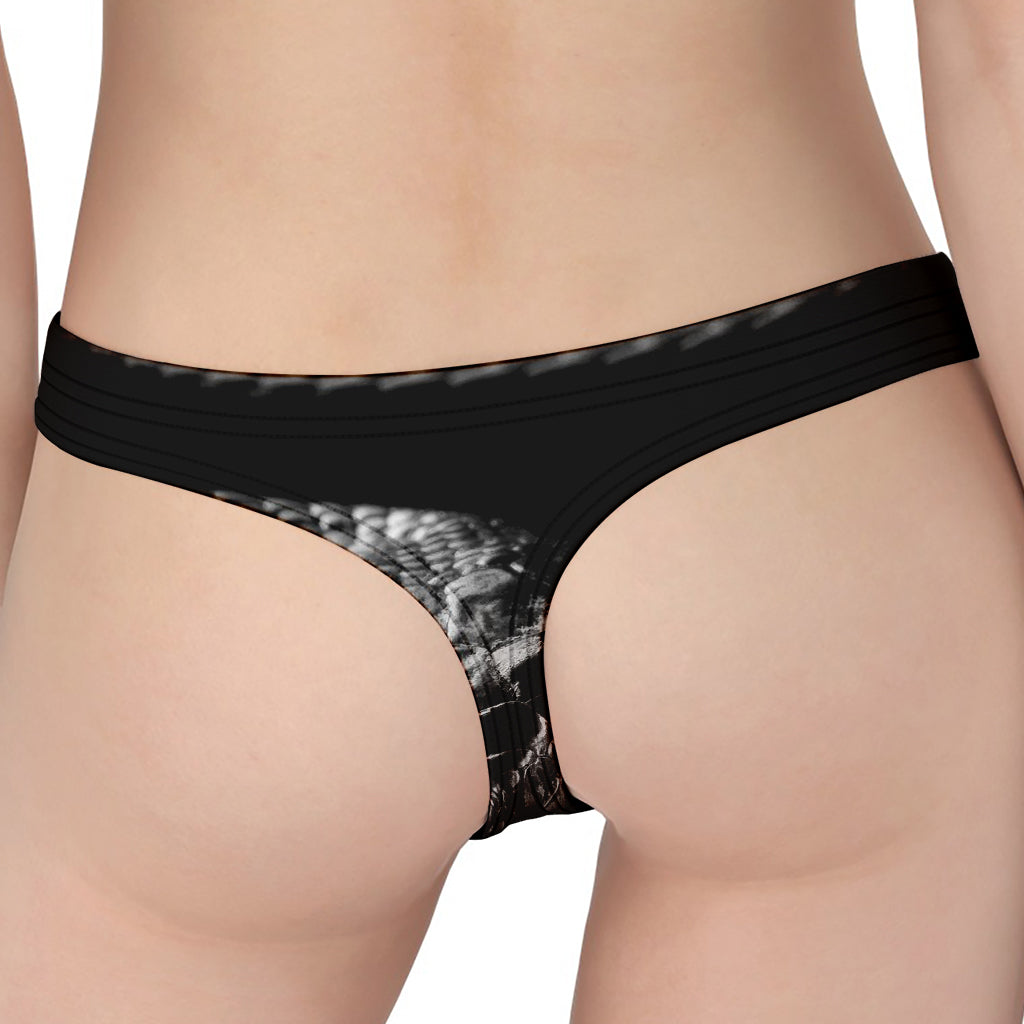 Monochrome Rhinoceros Ratsnake Print Women's Thong