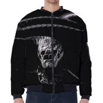 Monochrome Rhinoceros Ratsnake Print Zip Sleeve Bomber Jacket