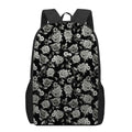 Monochrome Rose Floral Pattern Print 17 Inch Backpack