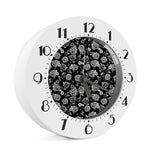 Monochrome Rose Floral Pattern Print Alarm Clock