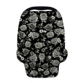 Monochrome Rose Floral Pattern Print Baby Seat Cover