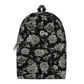 Monochrome Rose Floral Pattern Print School Backpack