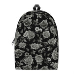 Monochrome Rose Floral Pattern Print Backpack
