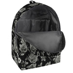Monochrome Rose Floral Pattern Print Backpack