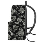 Monochrome Rose Floral Pattern Print Backpack