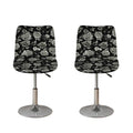 Monochrome Rose Floral Pattern Print Bar Stool Covers