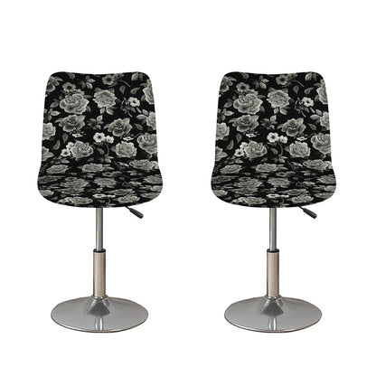 Monochrome Rose Floral Pattern Print Bar Stool Covers