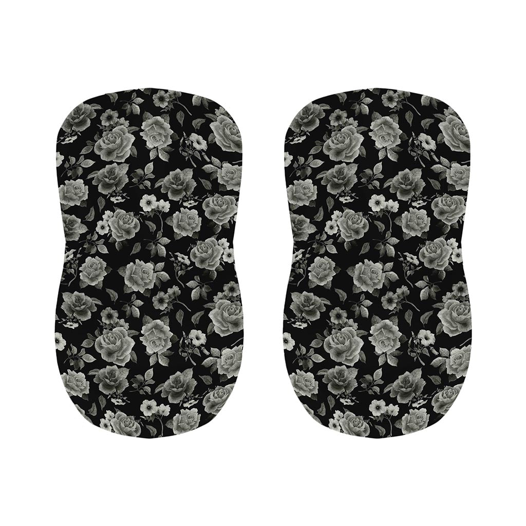 Monochrome Rose Floral Pattern Print Bar Stool Covers