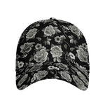 Monochrome Rose Floral Pattern Print Baseball Cap