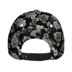 Monochrome Rose Floral Pattern Print Baseball Cap