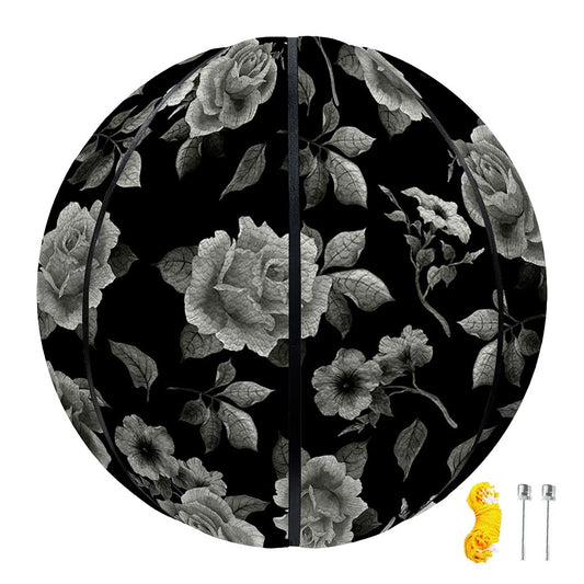 Monochrome Rose Floral Pattern Print Basketball