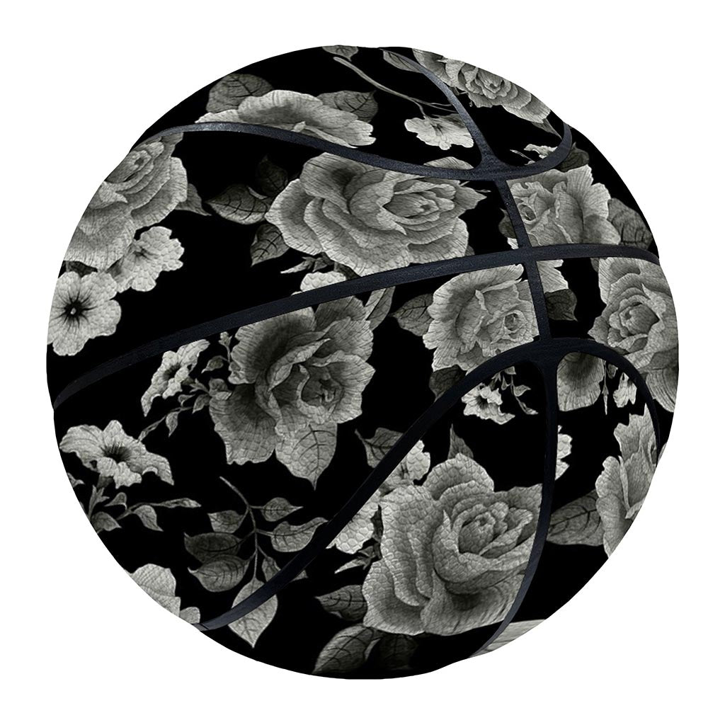 Monochrome Rose Floral Pattern Print Basketball