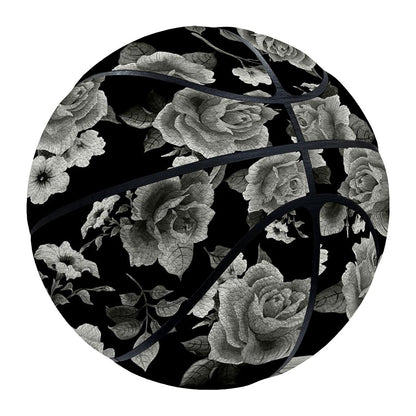 Monochrome Rose Floral Pattern Print Basketball