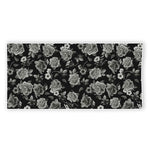 Monochrome Rose Floral Pattern Print Beach Towel