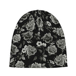 Monochrome Rose Floral Pattern Print Beanie